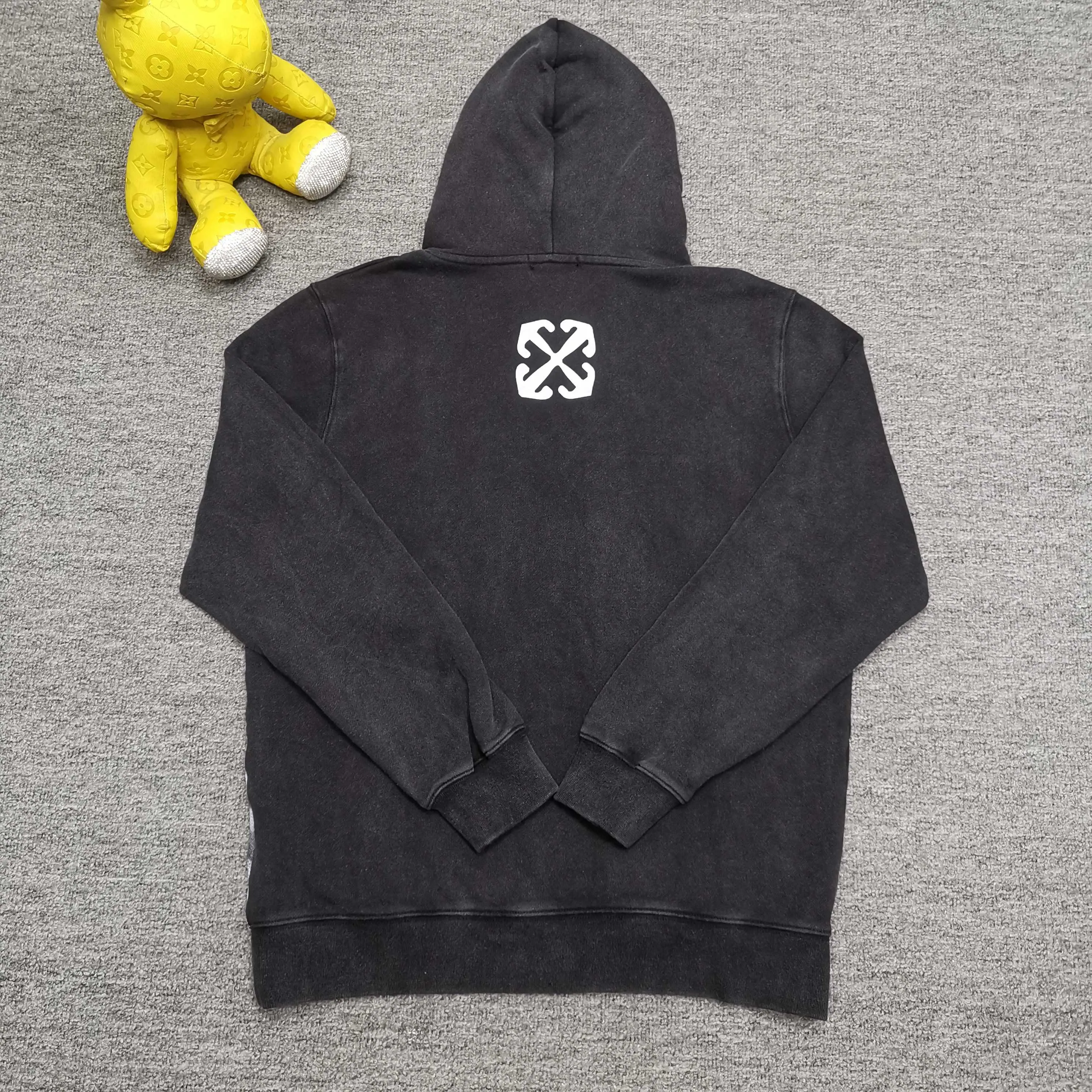 off white 25ss new cordon loose hooded sweatshirt Color: washed black Size: S M L XL P410
